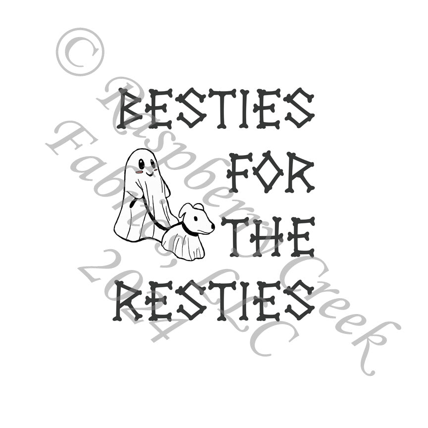 Black and White Ghost Dog Besties for the Resties Panel, Ghost With the Most by Bri Powell for CLUB Fabrics