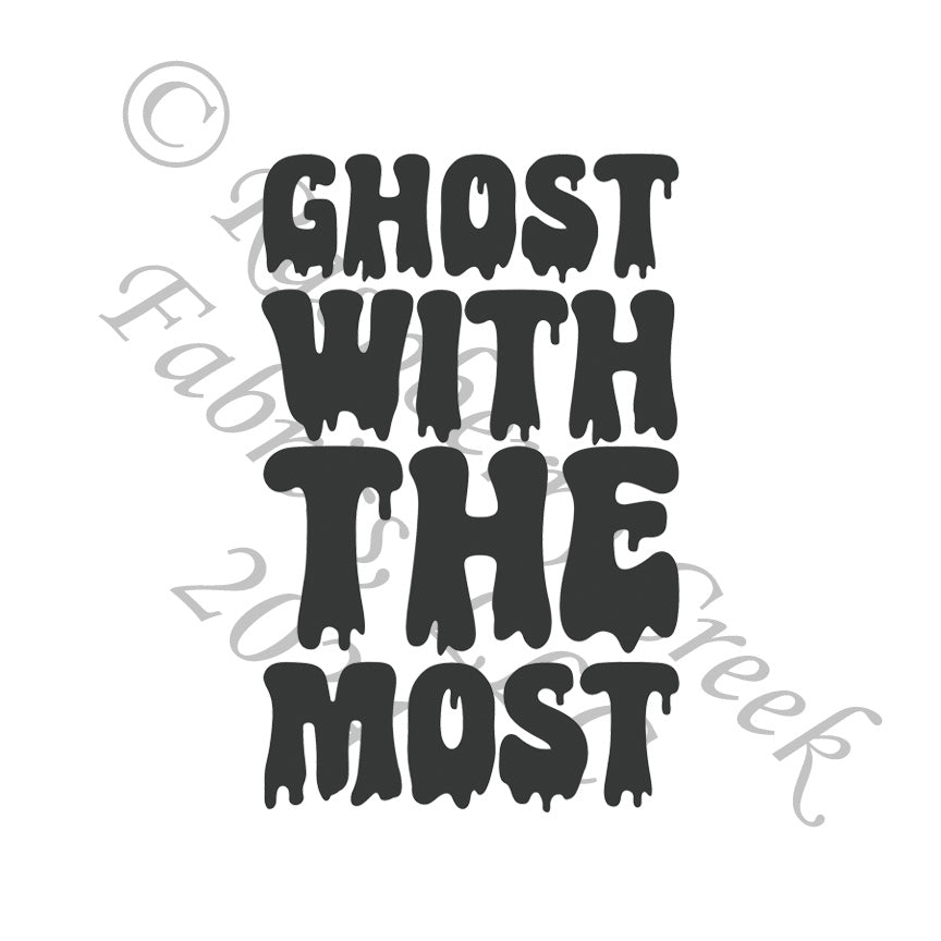 Charcoal and White Ghost With The Most Panel, Ghost With the Most by Bri Powell for CLUB Fabrics