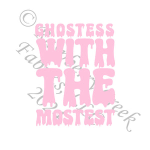 Light Pink and White Ghostess With The Mostest Panel, Ghost With the Most by Bri Powell for CLUB Fabrics