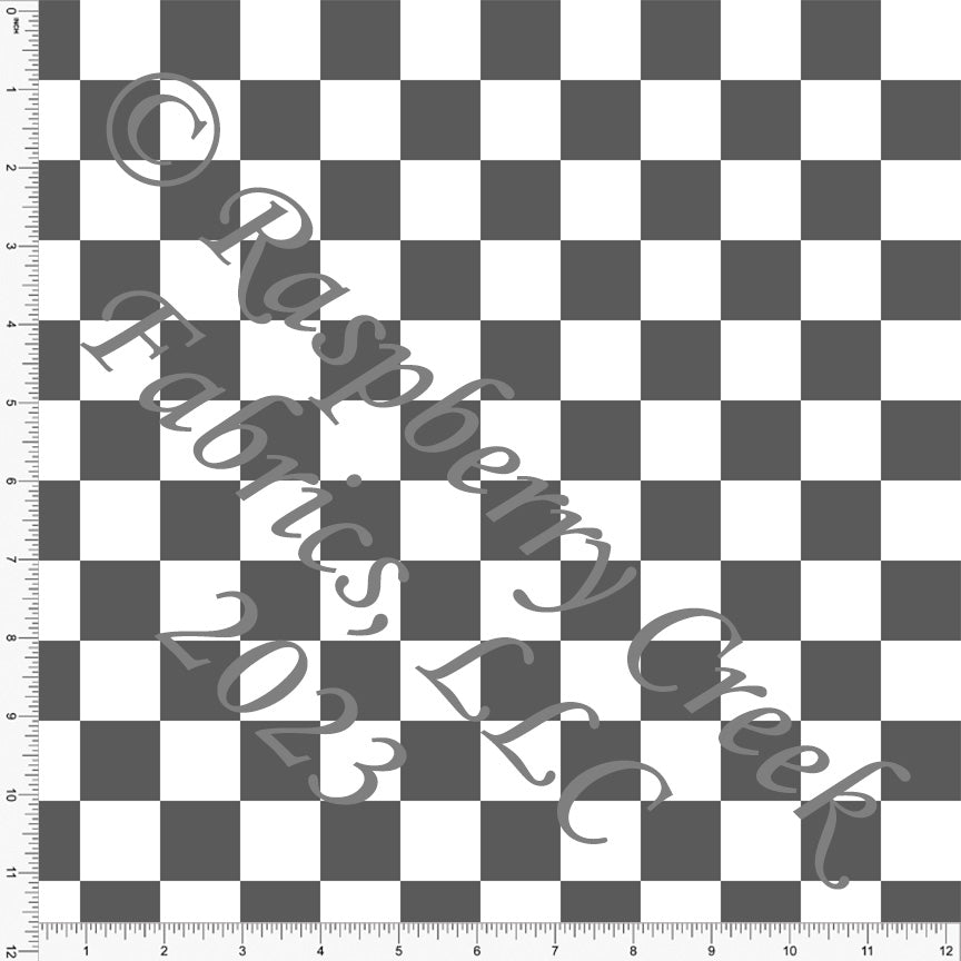 Medium Grey and White Checker Print Fabric, Basics for CLUB Fabrics