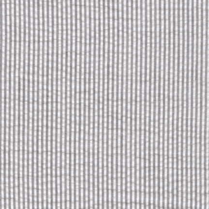 Grey and White Stripe Seersucker, Robert Kaufman Seersucker Collection Collection
