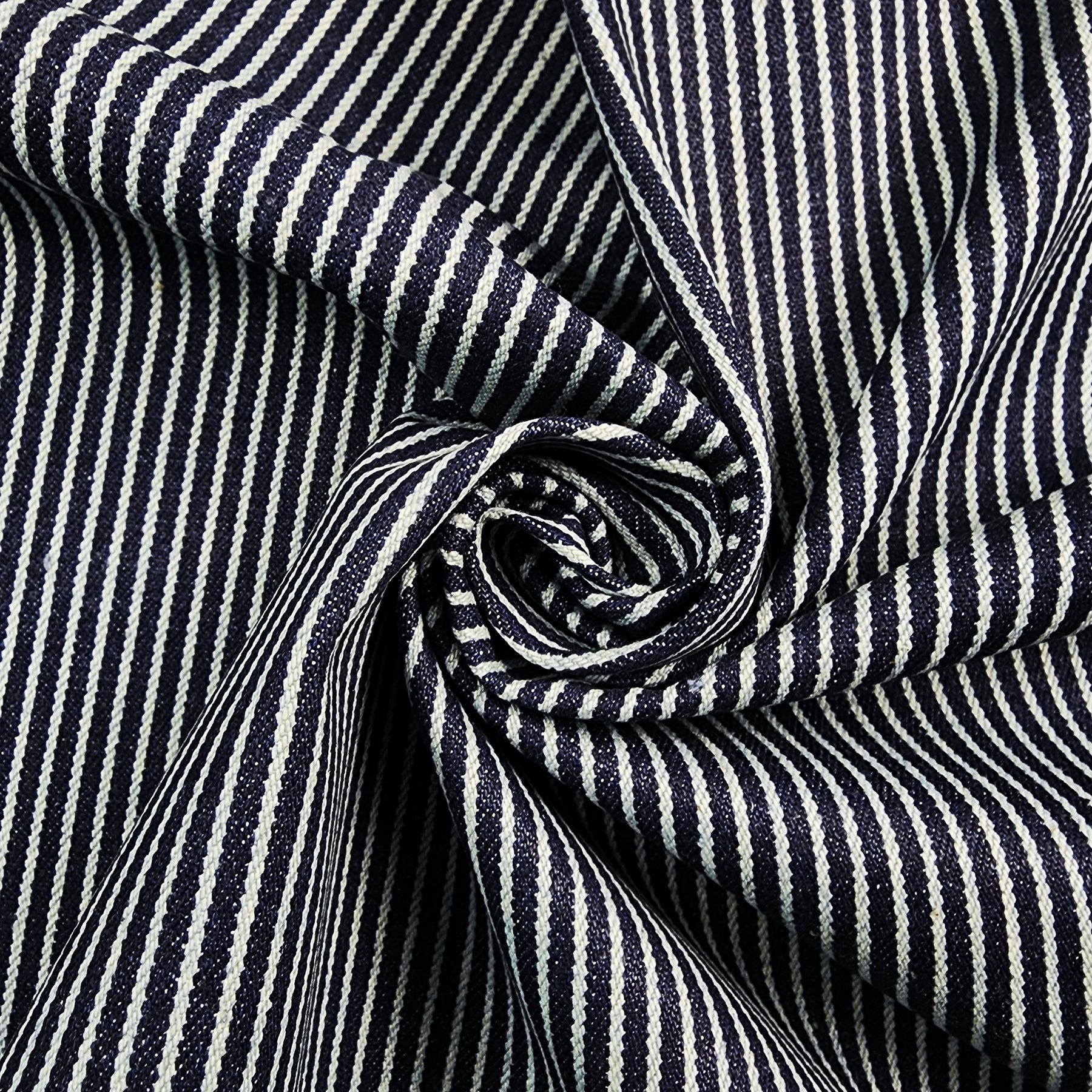 10 oz Wide Railroad Stripe Denim Swirled