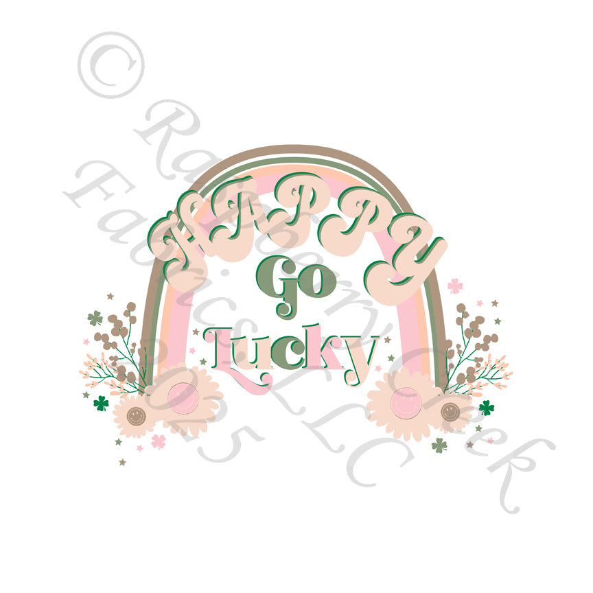Peach Pink Sage Kelly Green and Milk Chocolate Happy Go Lucky Rainbow Panel, Happy Go Lucky 2 by Kim Henrie for CLUB Fabric