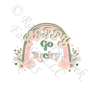 Peach Pink Sage Kelly Green and Milk Chocolate Happy Go Lucky Rainbow Panel, Happy Go Lucky 2 by Kim Henrie for CLUB Fabric