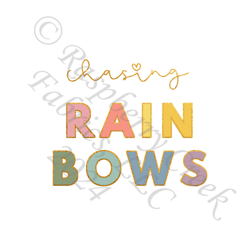 Sage Coral Yellow Mauve Dusty Purple and Blue Chasing Rain Bows Panel, Heart of Gold by Bri Powell for CLUB Fabrics
