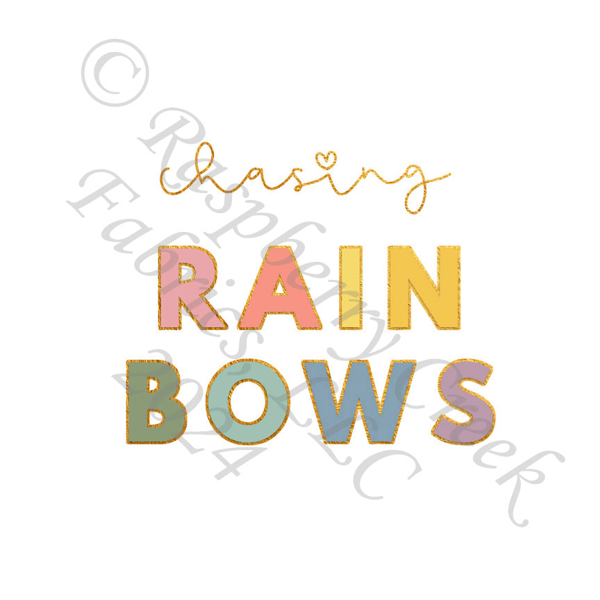 Sage Coral Yellow Mauve Dusty Purple and Blue Chasing Rain Bows Panel, Heart of Gold by Bri Powell for CLUB Fabrics