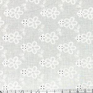 White Floral Embroidered Eyelet, Woven 100% Cotton