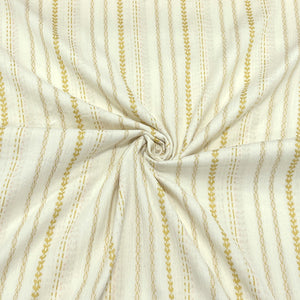 Cream Pale Pink and Mustard Gold Yarn Dyed Vertical Stripe Light Weight Double Gauze Fabric