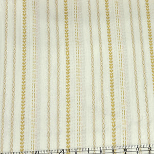 Cream Pale Pink and Mustard Gold Yarn Dyed Vertical Stripe Light Weight Double Gauze Fabric