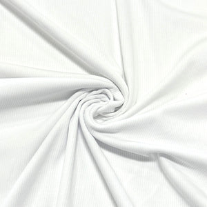 Solid White 2x1 Cotton Spandex Ribbing