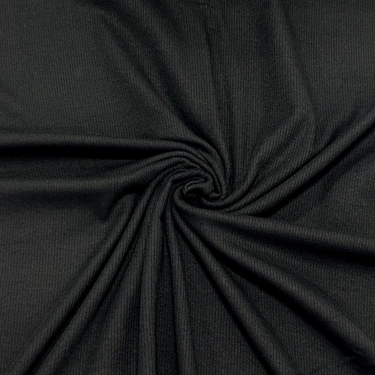 Solid Black 2x1 Cotton Spandex Ribbing