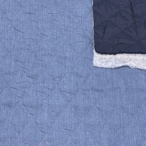 Chambray and Navy Diamond Quilted Woven Fabric