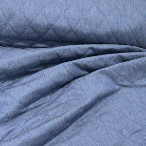 Chambray and Navy Diamond Quilted Woven Fabric