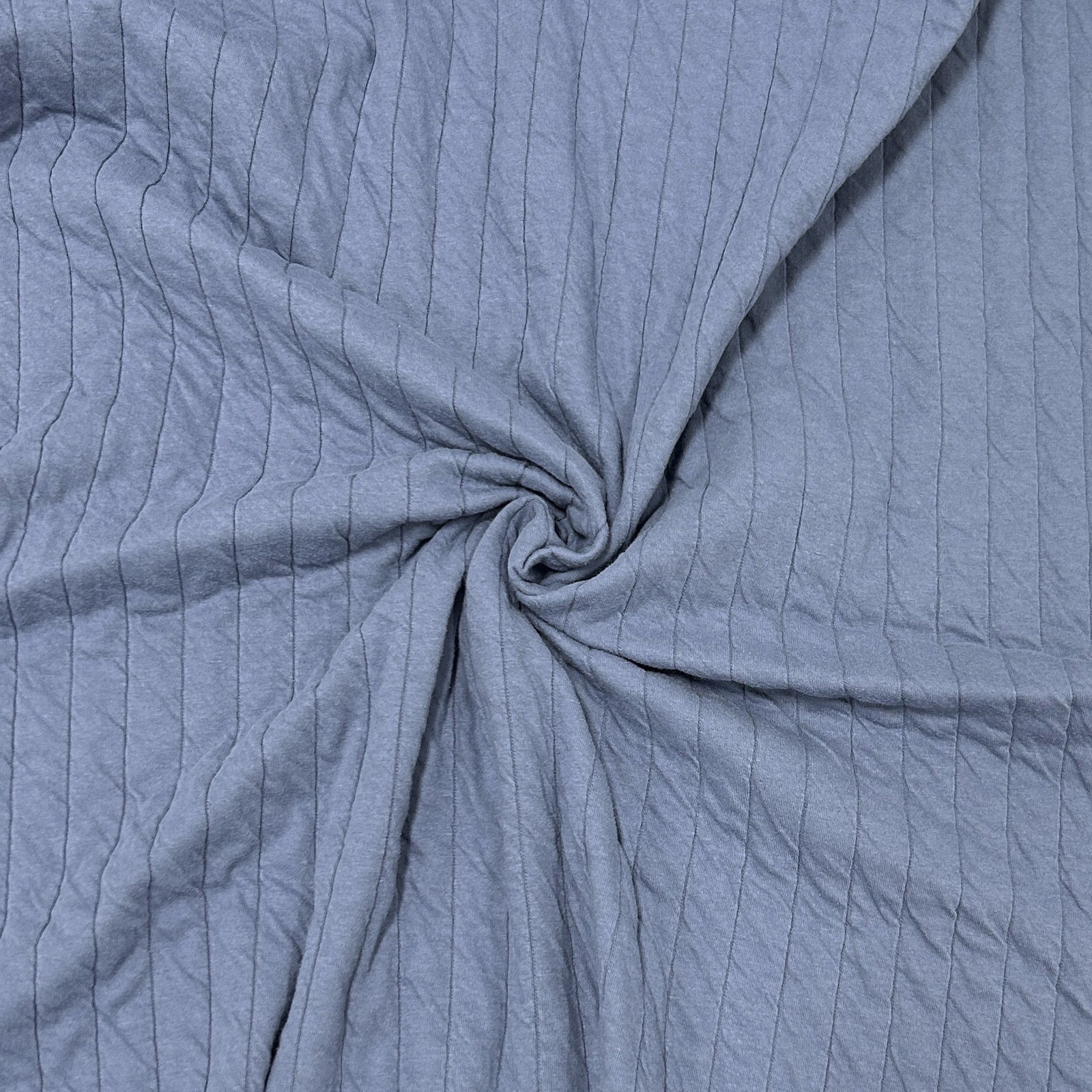Dusty Blue Quilted Stripe Jersey Knit Fabric