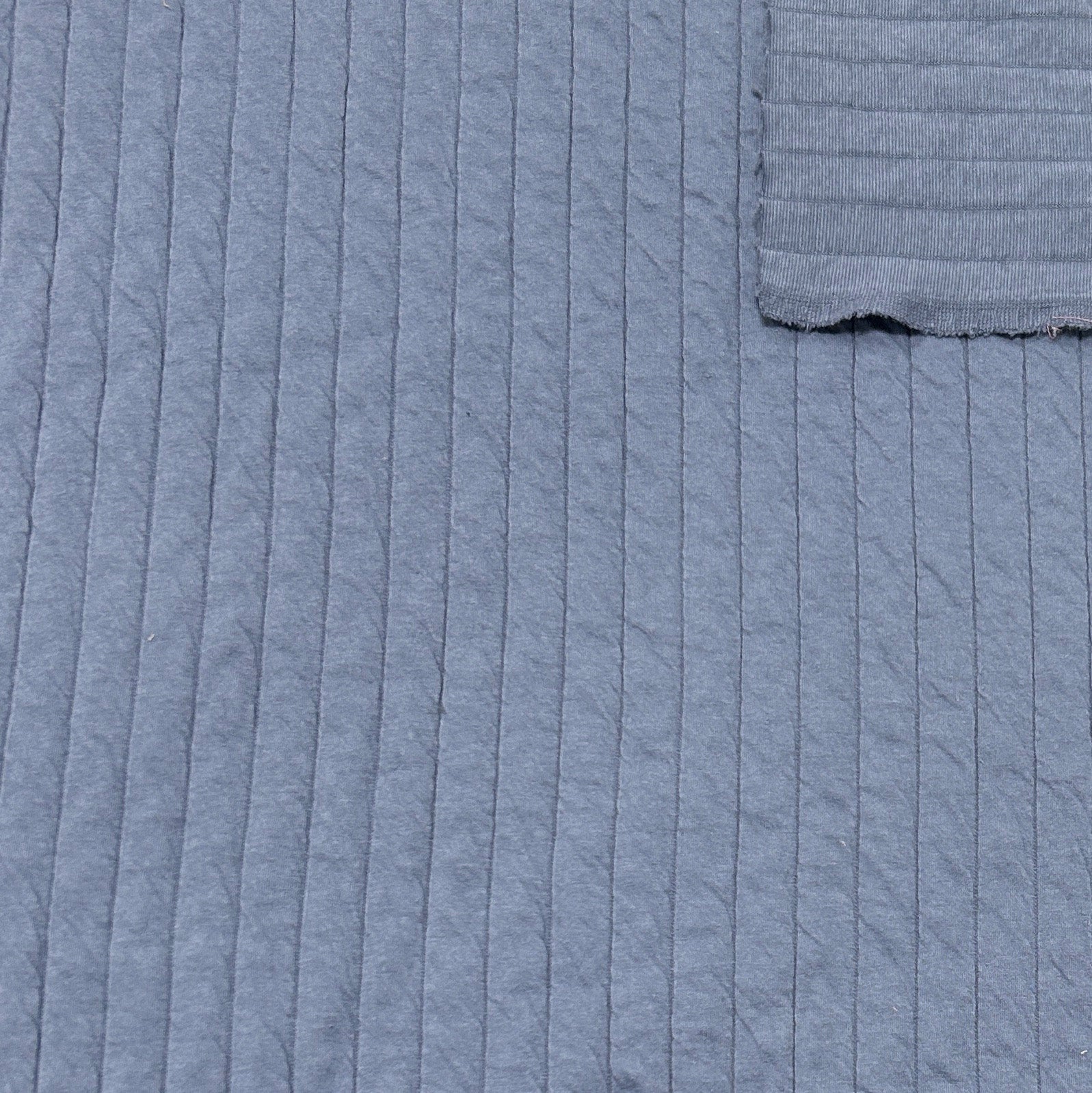 Dusty Blue Quilted Stripe Jersey Knit Fabric
