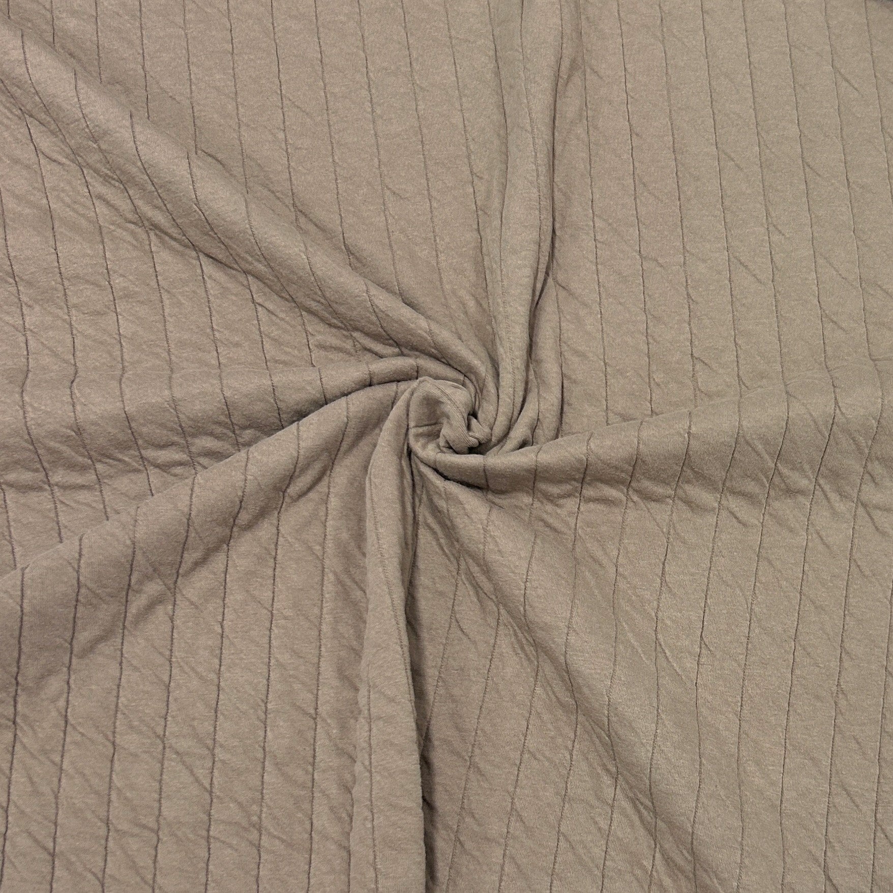 Taupe Quilted Stripe Jersey Knit Fabric