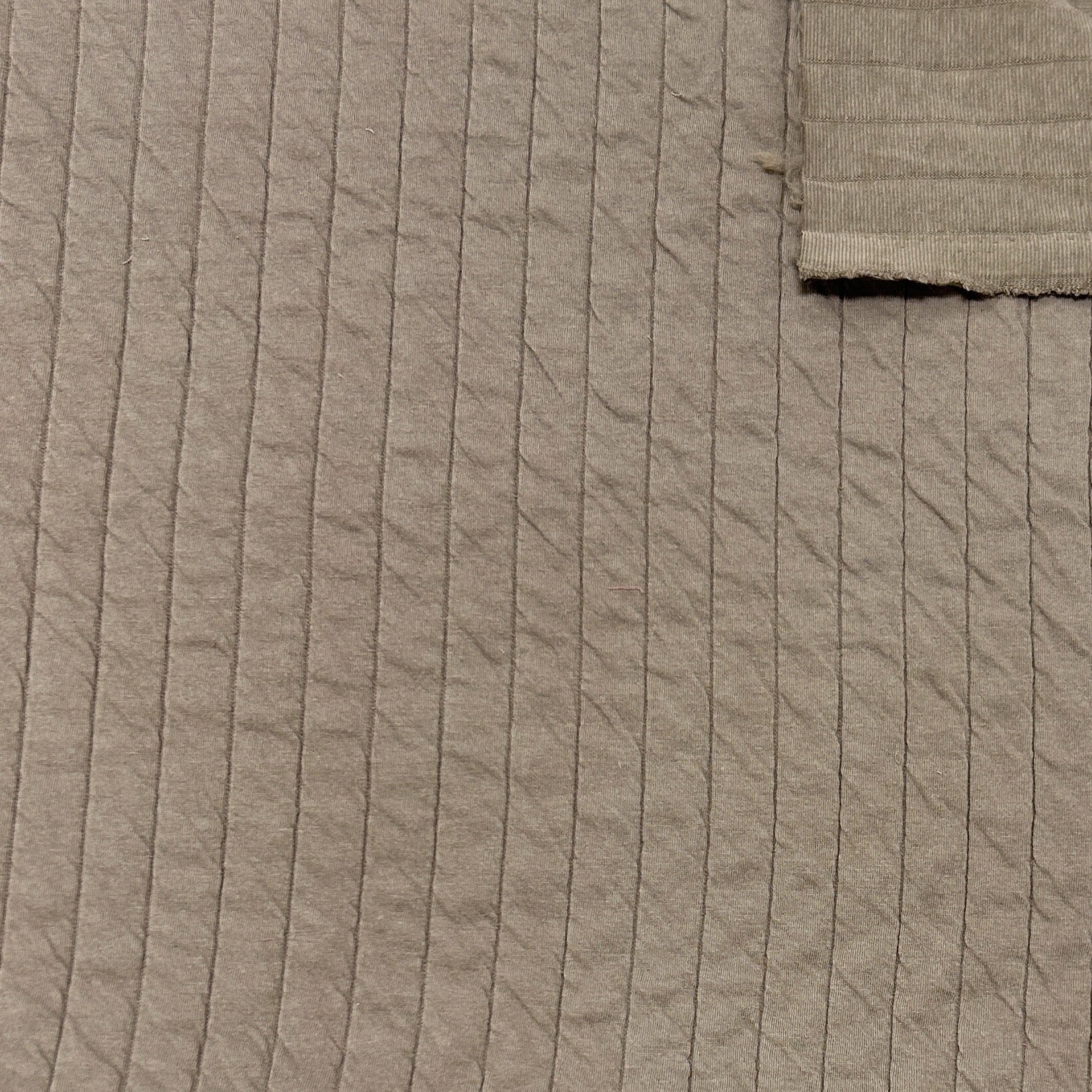 Taupe Quilted Stripe Jersey Knit Fabric