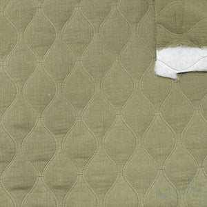 Moss Green Circle Quilted Double Gauze Woven Fabric