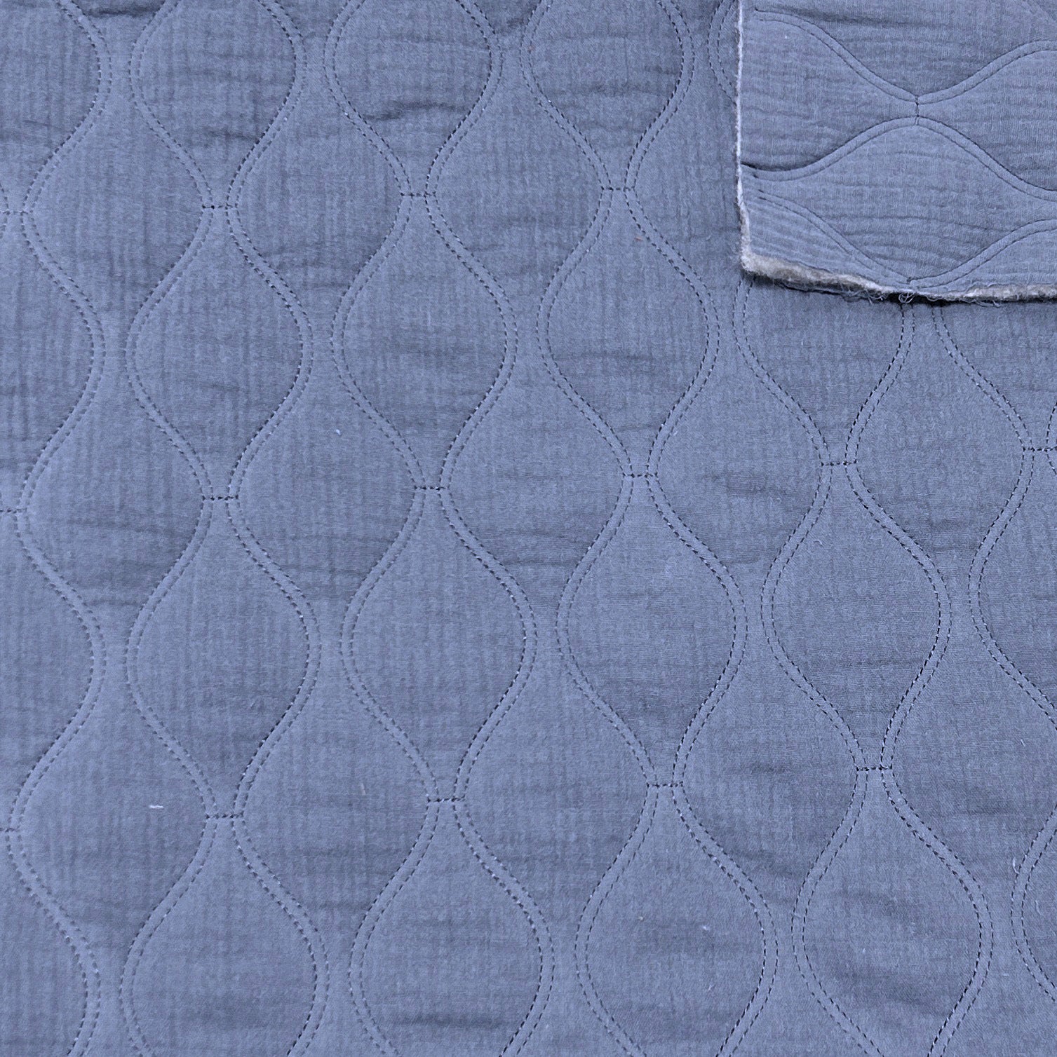 Denim Blue Circle Quilted Double Gauze Woven Fabric