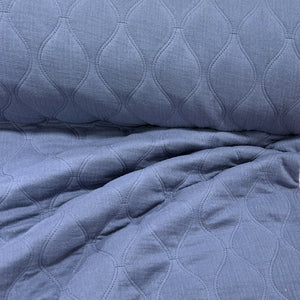 Denim Blue Circle Quilted Double Gauze Woven Fabric