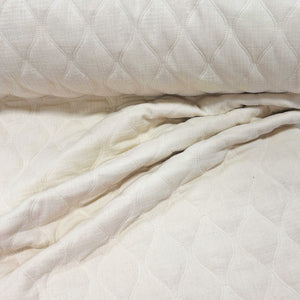 Off White Natural Circle Quilted Double Gauze Woven Fabric