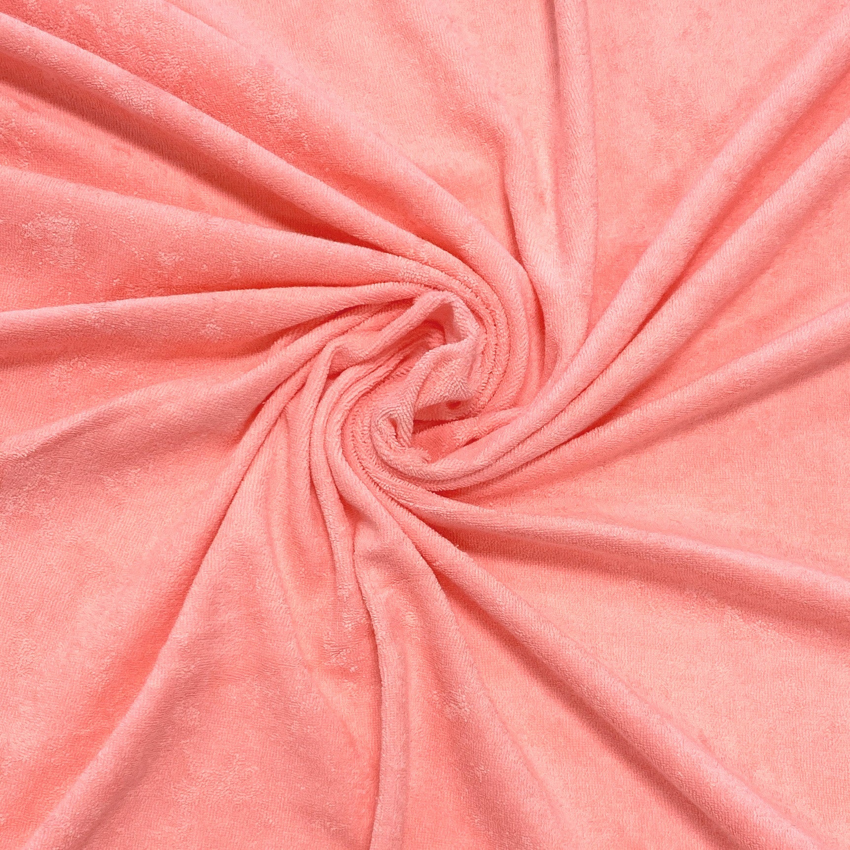 Solid Bright Coral Stretch Loop Terry Fabric