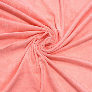 Solid Bright Coral Stretch Loop Terry Fabric