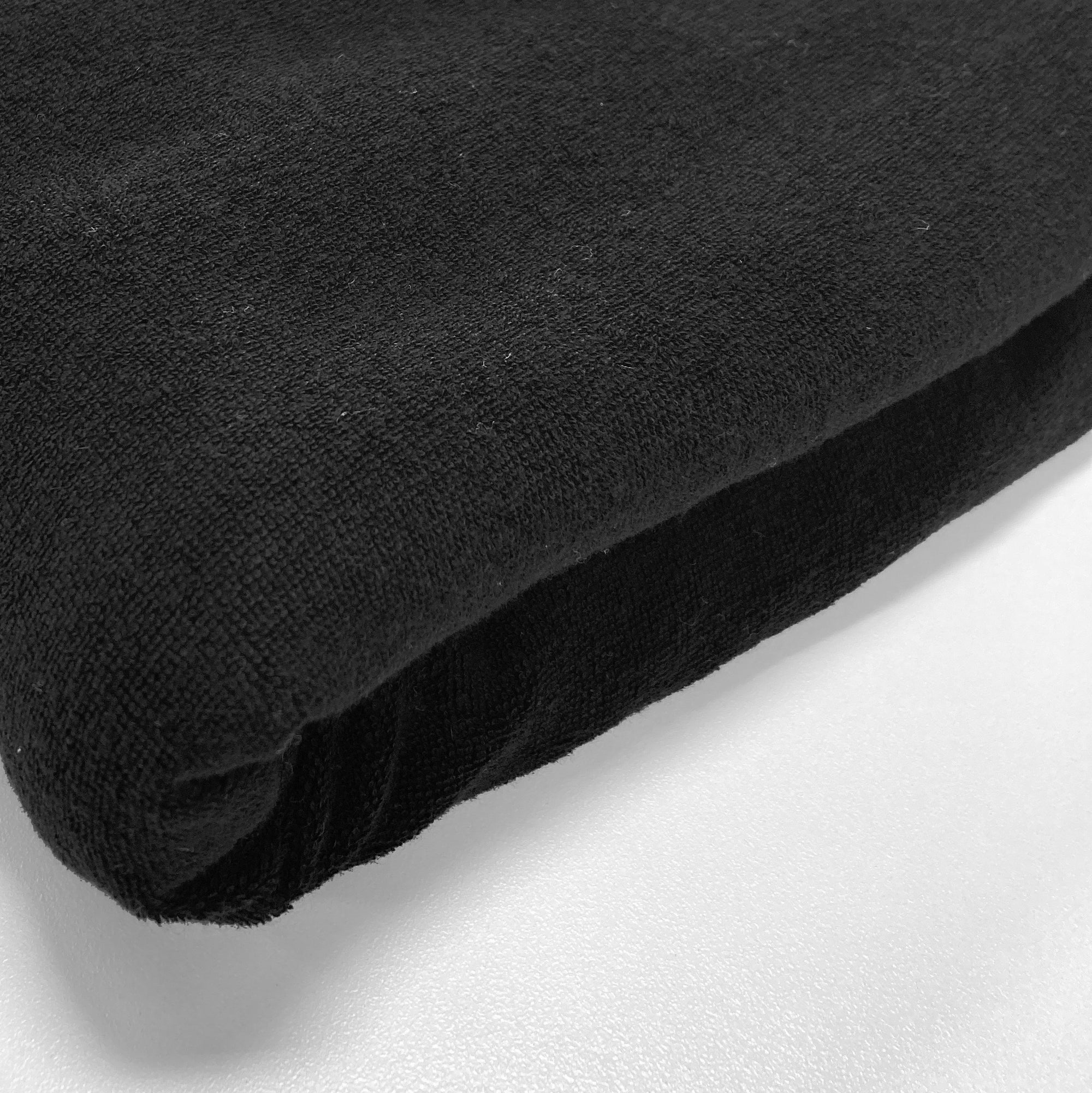 Solid Black Stretch Loop Terry Fabric