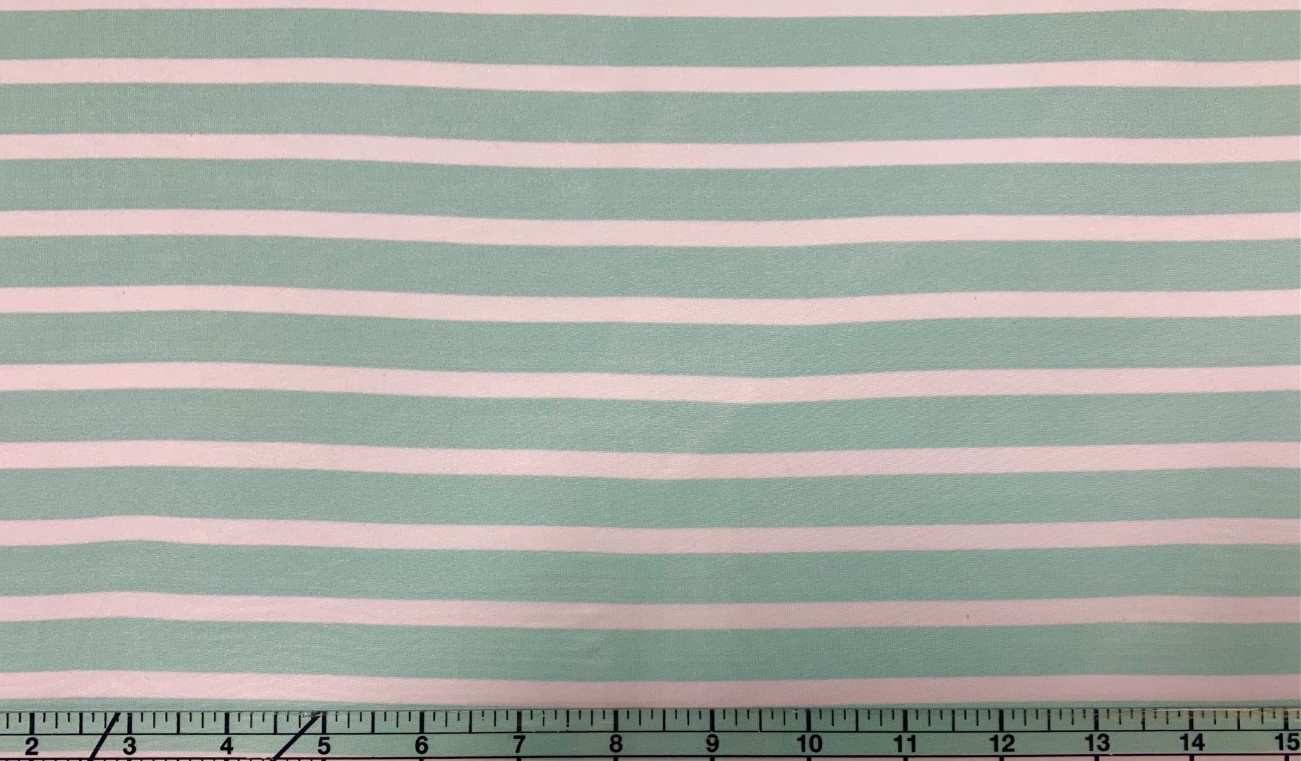 ***FLAWED***Mint and White Stripe on Double Brushed Polyester