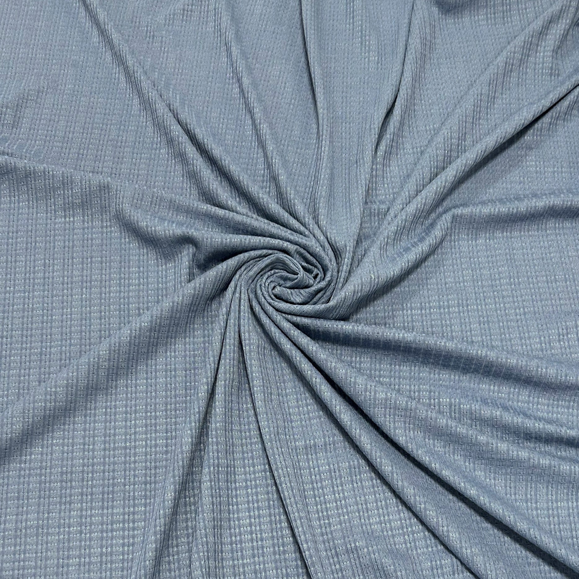 Dusty Blue Pointelle Rib Knit Fabric