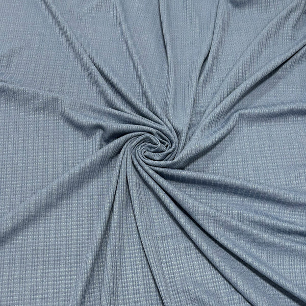 Dusty Blue Pointelle Rib Knit Fabric Exclusive At Raspberry Creek 