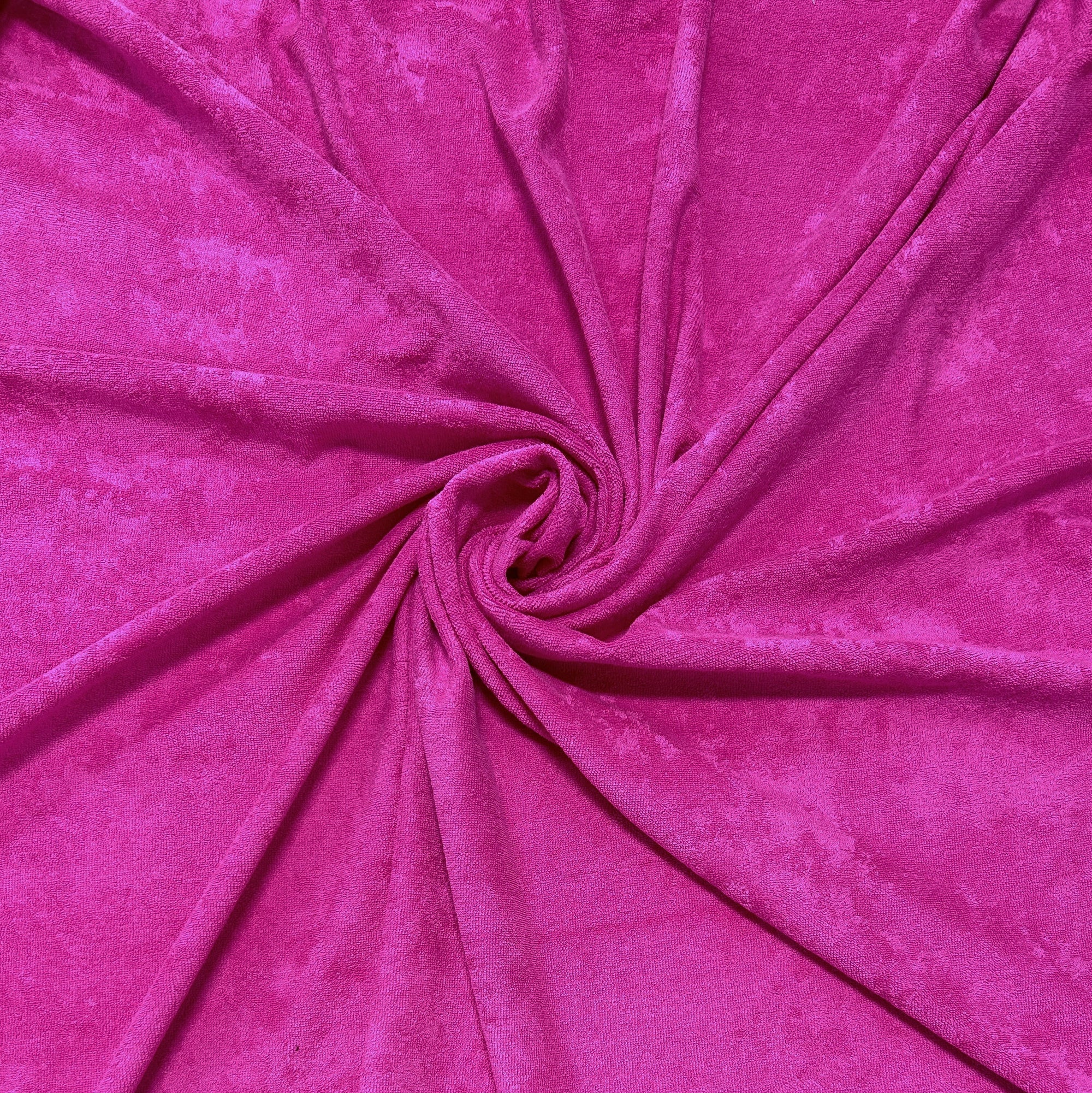 Solid Bright Magenta Stretch Loop Terry Fabric