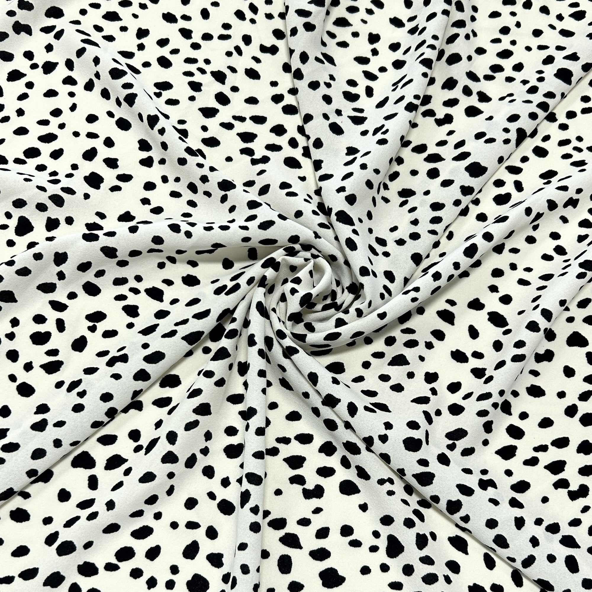 Cream and Black Animal Spot Air Flow Fabric