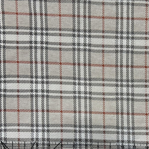 Stone Grey Charcoal and Rust Plaid Jacquard Double Knit Fabric