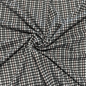 Black Dusty Pink and White Check Gingham Jacquard Double Knit Fabric
