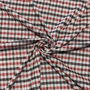 Black Red and White Plaid Jacquard Double Knit Fabric