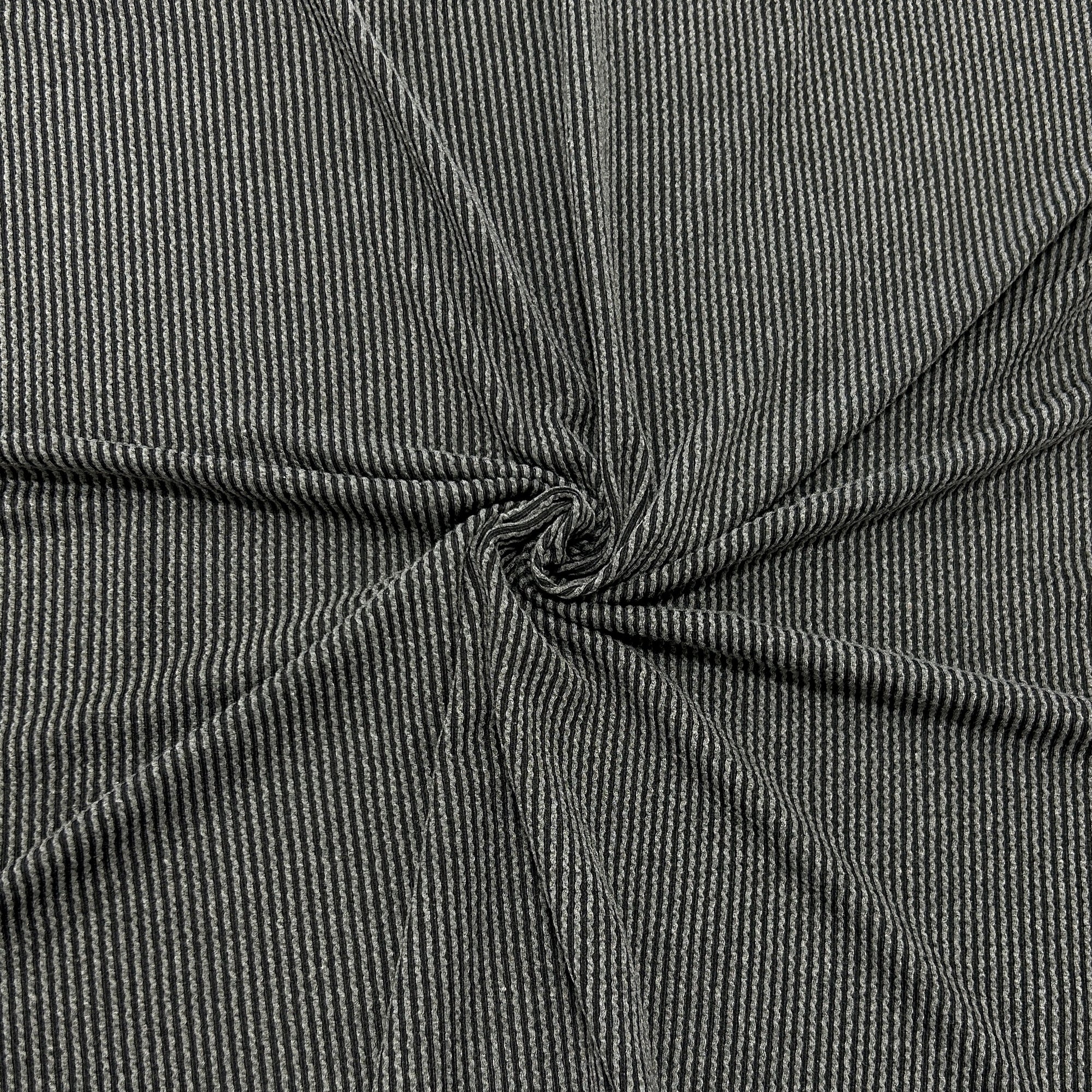 Two Tone Charcoal Jacquard Double Knit Rib Fabric