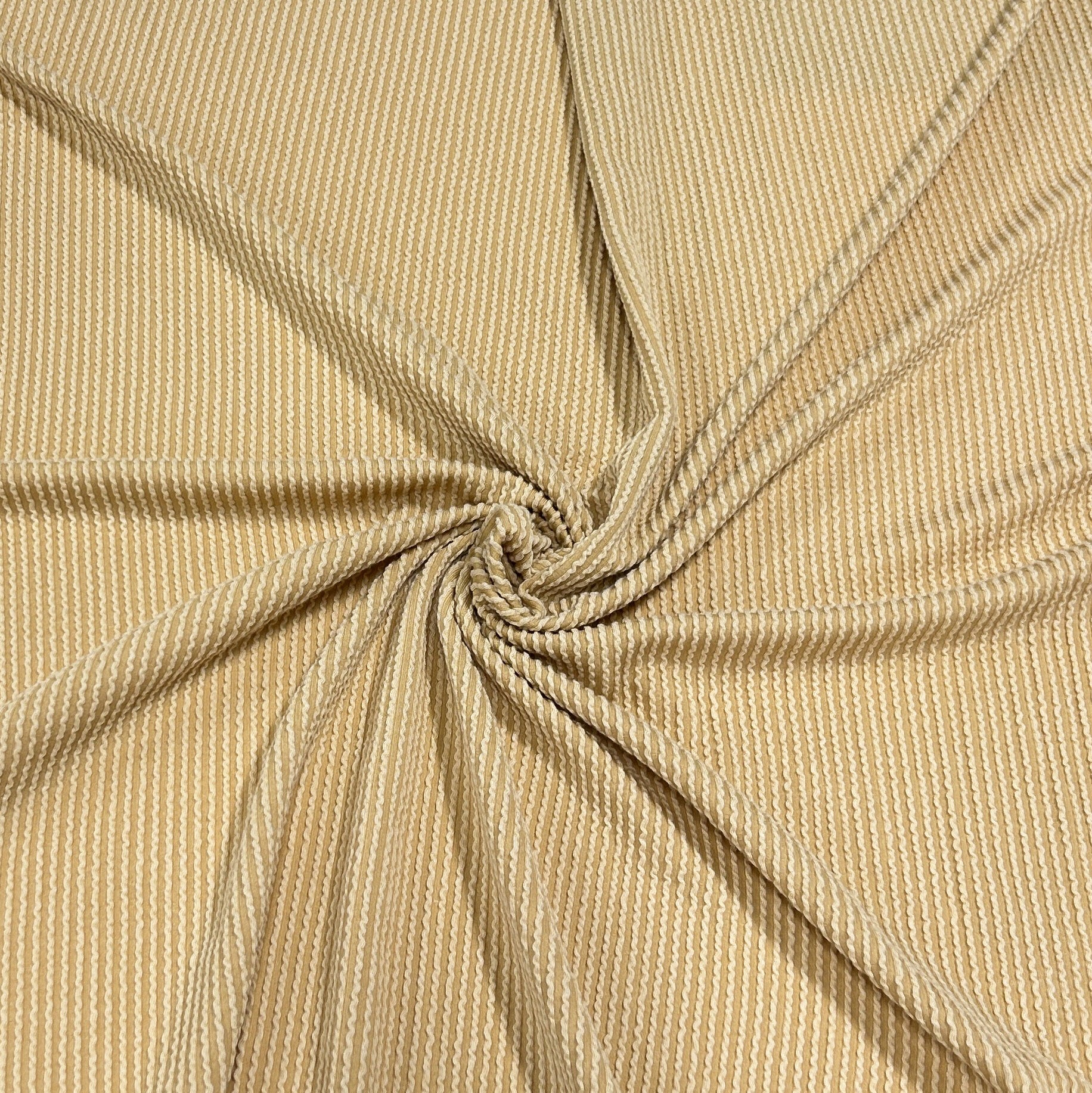 Two Tone Dijon Yellow Jacquard Double Knit Rib Fabric