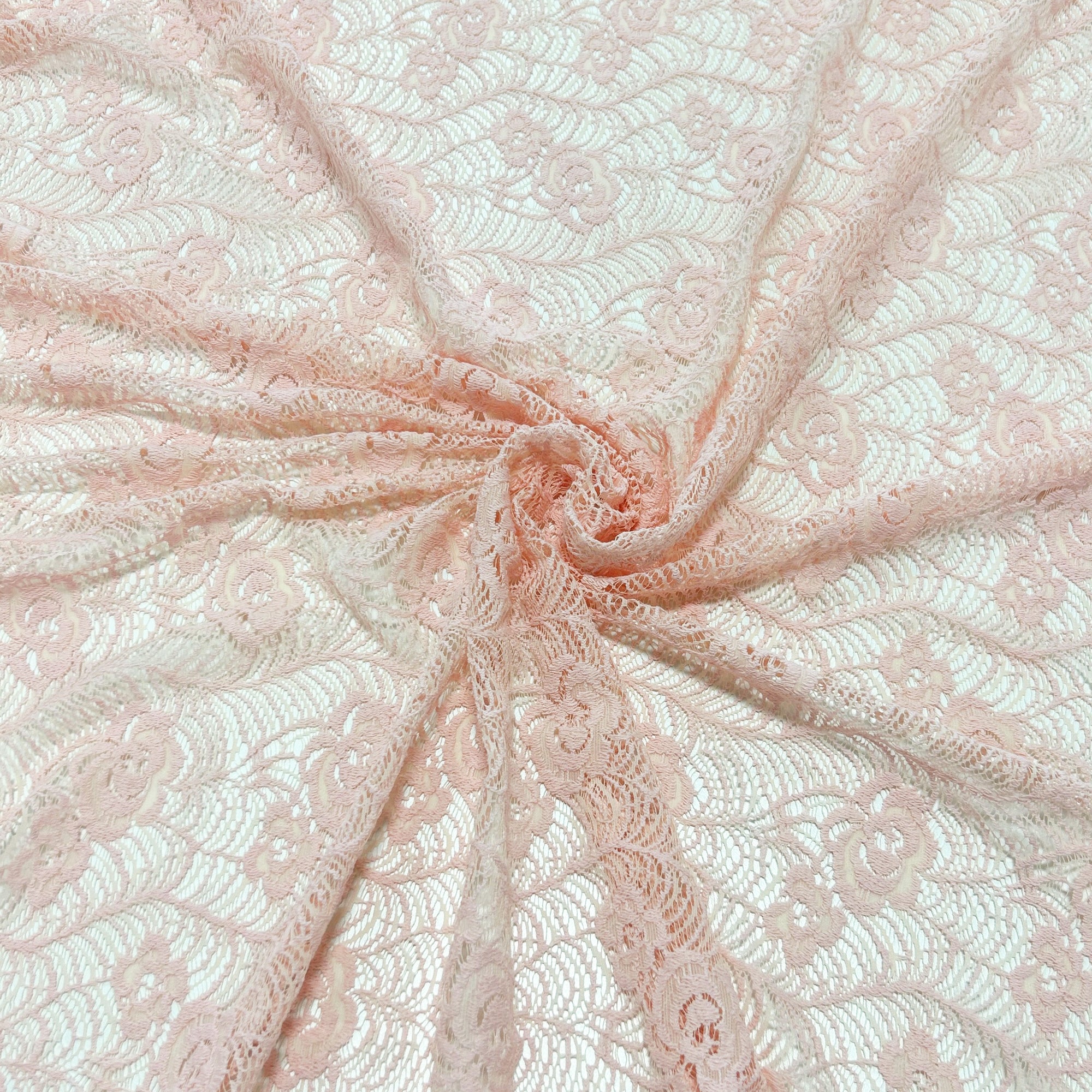 Blush Pink Floral Geometic Woven Cotton Nylon Lace
