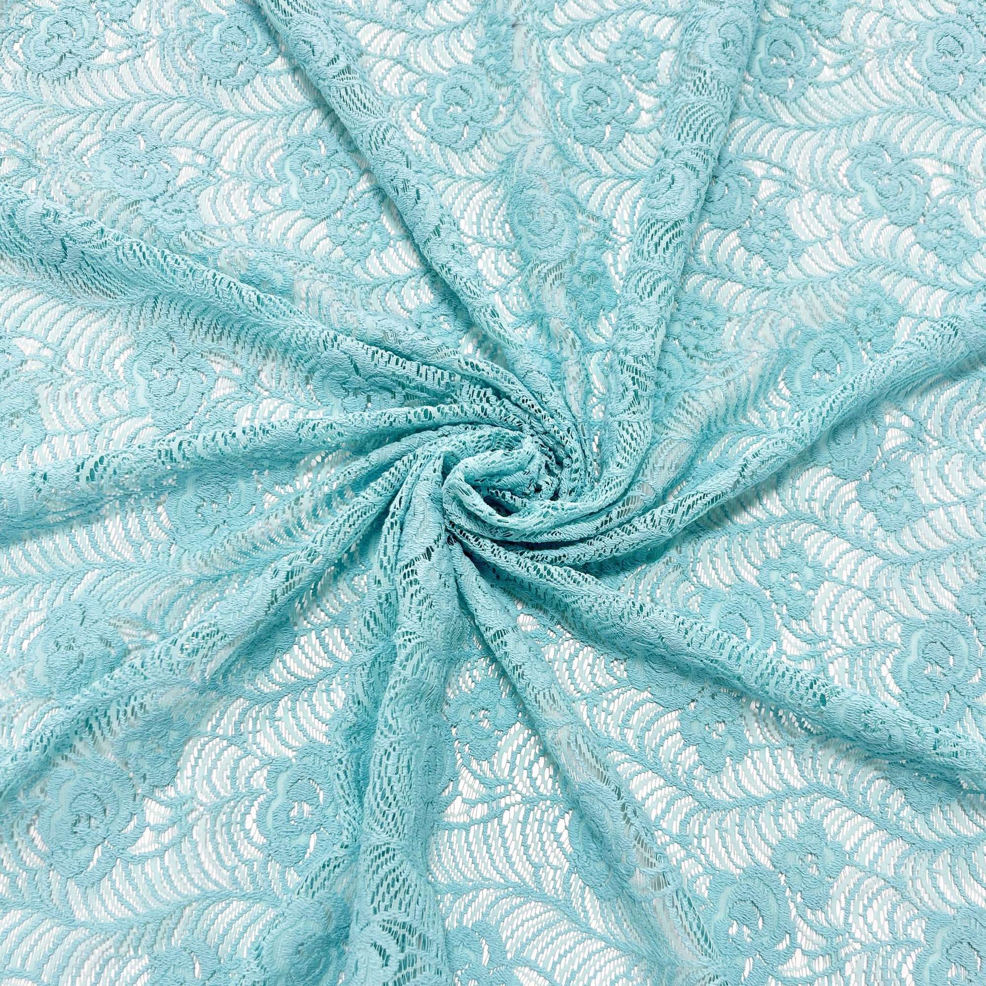 Deep Mint Green Floral Geometic Woven Cotton Nylon Lace