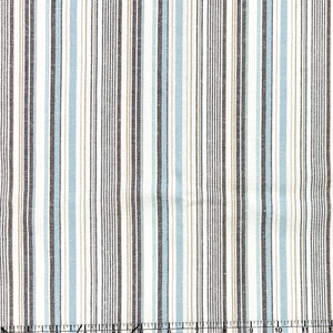 Robins Egg Blue Khaki Grey and Cream Yarn Dyed Vertical Stripe Light to Medium Weight Rayon Linen