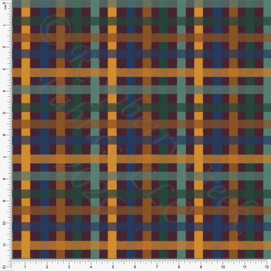 Navy Hunter Mustard Rust Plaid, Bramble and Flurry by Kelsey Shaw for CLUB Fabrics