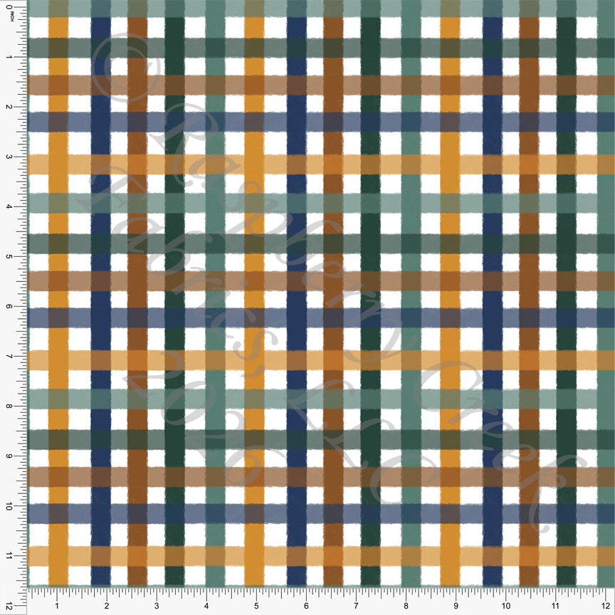 Navy Hunter Mustard Rust Plaid, Bramble and Flurry by Kelsey Shaw for CLUB Fabrics