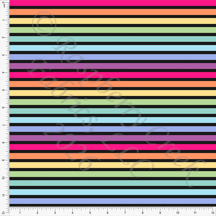 Black Light Blue Deep Lilac Lipstick Orange Multi Stripe, Geo Rainbow by Kelsey Shaw for CLUB Fabrics