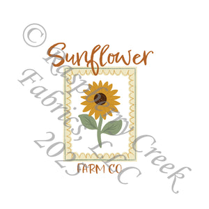 Sage Green Mustard Yellow Brown Sunflower Panel, Homestead Life by Kelsey Shaw for CLUB Fabrics