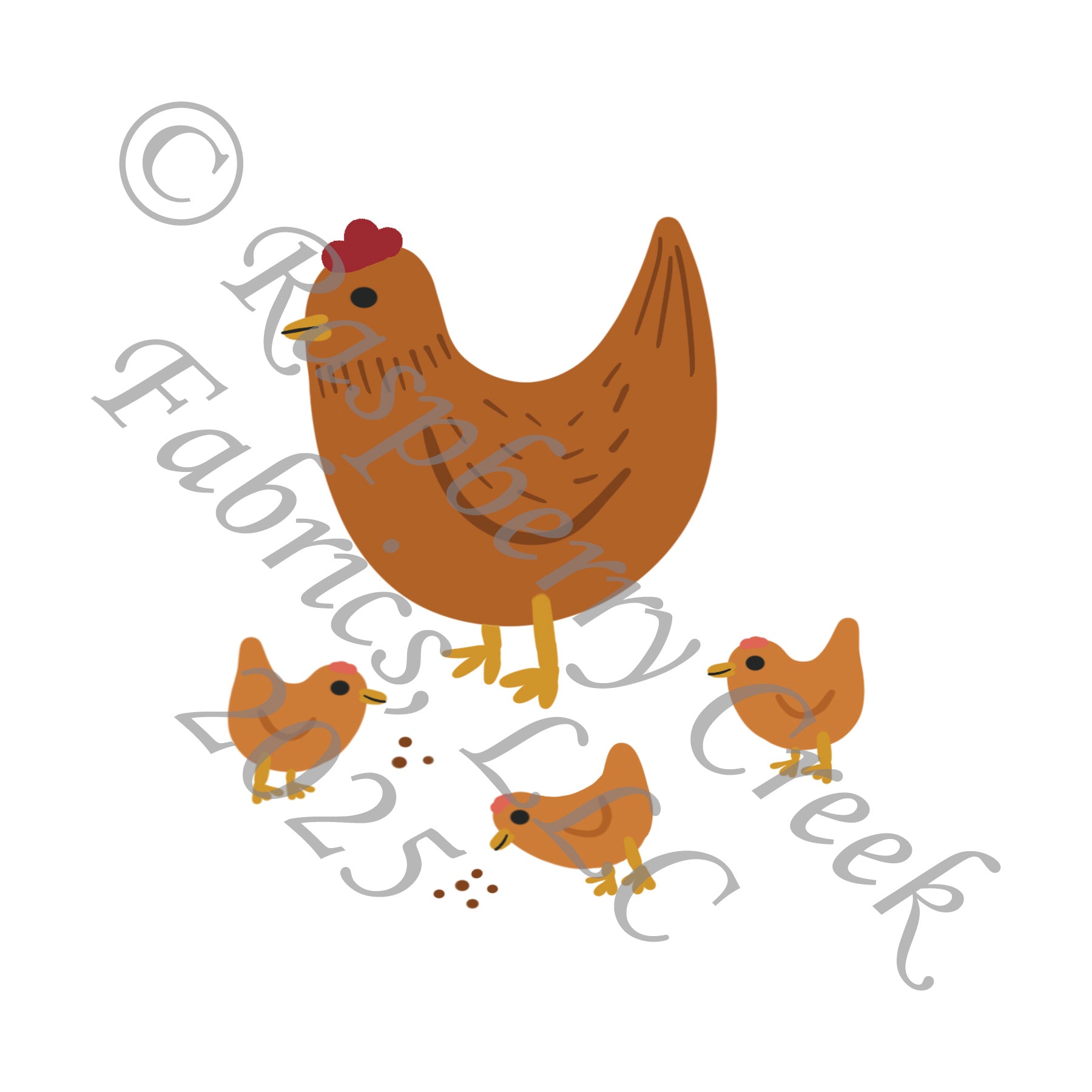 Tonal Brown Mustard Yellow Chicken Panel, Homestead Life by Kelsey Shaw for CLUB Fabrics