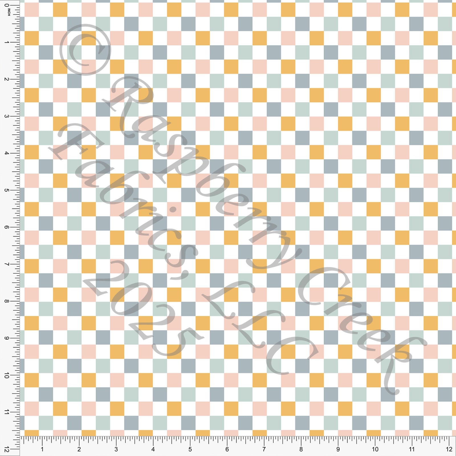 Mustard Mauve Peach Pink and Steel Blue Multi Checker Print Fabric, School Is Cool By Kim Henrie for CLUB Fabrics