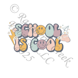 Mustard Peach Pink Dusty Purple and Steel Blue School Is Cool Panel, School is Cool by Kim Henrie for CLUB Fabrics