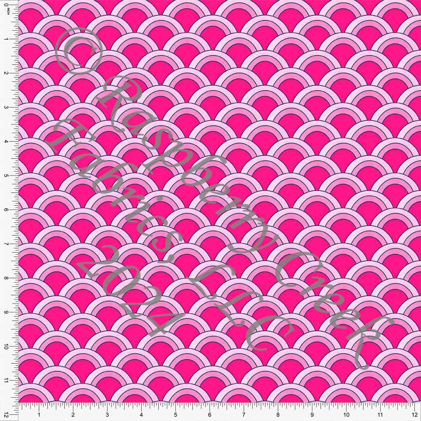 Tonal Lipstick Pink Fish Scale Print Fabric, Lake Life By Krystal Winn Design for Club Fabrics