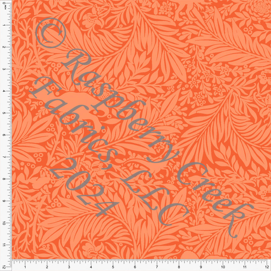 Tonal Deep Orange Hidden Dinosaur Print Fabric, Land and Sea by Bri Powell for Club Fabrics